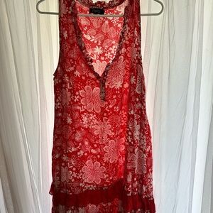 Red Floral Sleeveless Dress